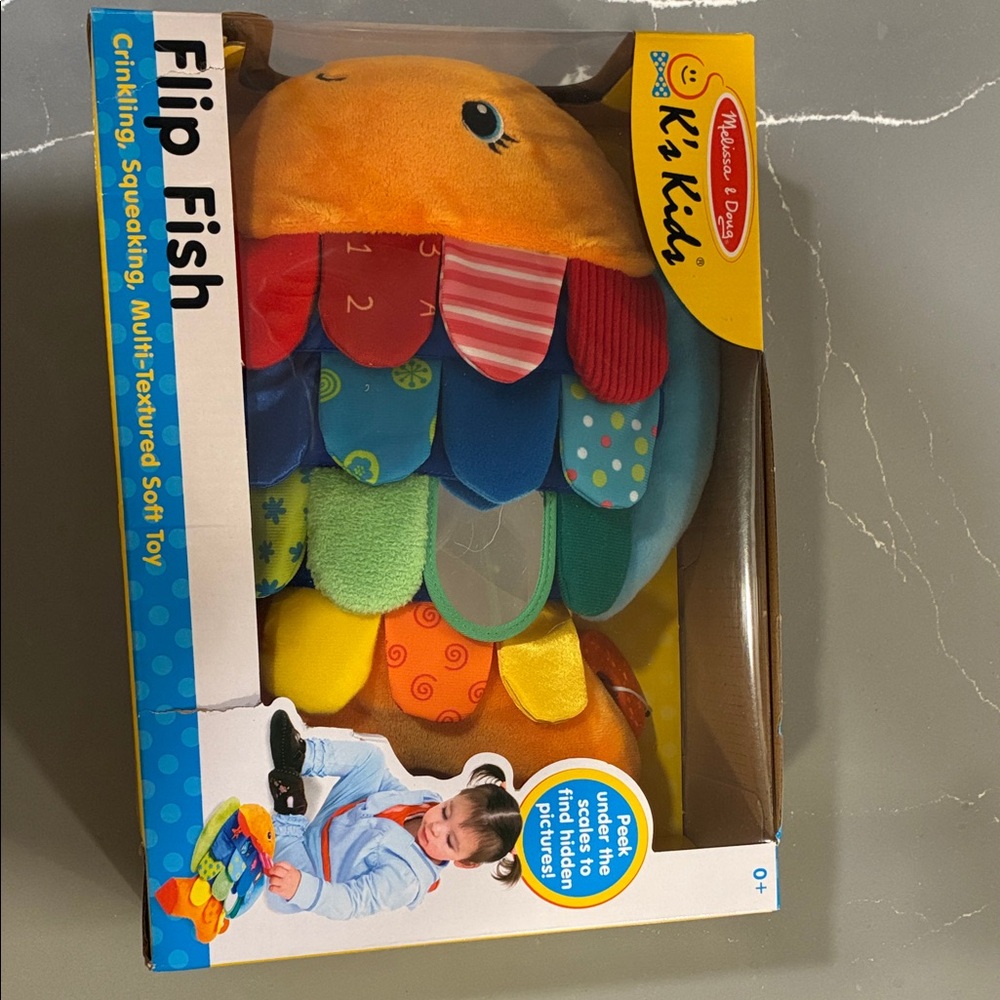 Melissa & Doug Flip Fish Crinkling Toy - Orange, Blue, Red